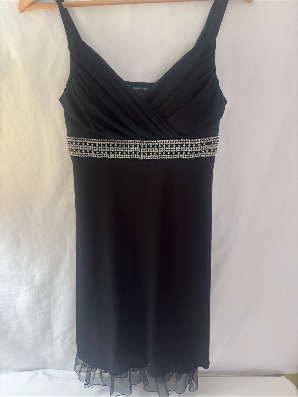 My Michelle Black Beaded-Waist Midi Dress. Vintage Y2K.